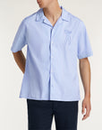 DENHAM OVERHEMD SCISSOR PATCH BOWLING SHIRT LIGHT BLUE
