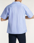 DENHAM OVERHEMD SCISSOR PATCH BOWLING SHIRT LIGHT BLUE