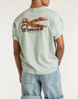 DENHAM T-SHIRT FLOWY GRAPHIC TEE LWJ MERCURY GREEN