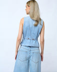 SISTERS POINT GILET FABA-VE L. BLUE DENIM
