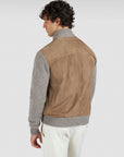 PAUL & SHARK VEST HYBRID ZIP-UP SUEDE WOOL CASHMERE MOONBEAM-FUNGI