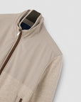 PAUL & SHARK VEST HYBRID ZIPPED JACKET WOOL CASHMERE WITH SUEDE BEIGE