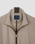 PAUL & SHARK VEST HYBRID ZIPPED JACKET WOOL CASHMERE WITH SUEDE BEIGE