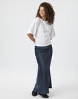 NEO NOIR ROK VICKY HEAVY SATEEN SKIRT MIDNIGHT BLUE