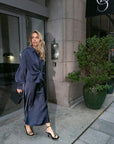 NEO NOIR ROK VICKY HEAVY SATEEN SKIRT MIDNIGHT BLUE