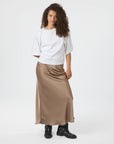 NEO NOIR ROK VICKY HEAVY SATEEN SKIRT DARK TAUPE