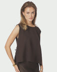 NEO NOIR TOP SVETLANA LINEN DARK BROWN