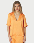 NEO NOIR TOP LARGO HEAVY SATEEN BLOUSE ORANGE