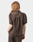 NEO NOIR BLOUSE ODESA LINEN DARK BROWN