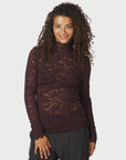 NEO NOIR TOP LIZA LACEFLOWER BLOUSE BURGUNDY