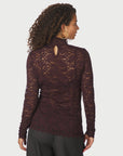 NEO NOIR TOP LIZA LACEFLOWER BLOUSE BURGUNDY