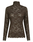 NEO NOIR TOP LIZA LACEFLOWER BLOUSE CHOCOLATE BROWN