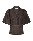 NEO NOIR BLOUSE EVIENNE S VOILE TOP DARK BROWN