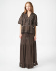 NEO NOIR ROK FIPPO S VOILE SKIRT DARK BROWN