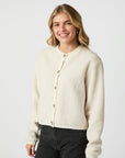 NEO NOIR VEST LIMO FLUFFY KNIT CARDIGAN CREME