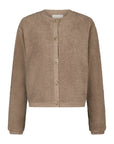 NEO NOIR VEST LIMO FLUFFY KNIT CARDIGAN DARK SAND