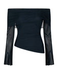 NEO NOIR BLOUSE ADDIE MESH TOP DARK NAVY