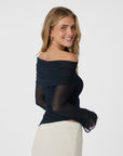 NEO NOIR BLOUSE ADDIE MESH TOP DARK NAVY