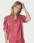NEO NOIR BLOUSE ROELLA HEAVY SATEEN CHERRY PINK
