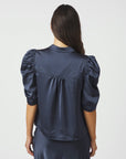 NEO NOIR BLOUSE ROELLA HEAVY SATEEN MIDNIGHT BLUE