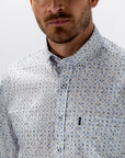 STATE OF ART OVERHEMD POPLIN GRAFISCHE PRINT MIDDENBLAUW/BEIGE