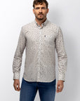 STATE OF ART OVERHEMD POPLIN ALLOVER PRINT MIDDENBLAUW/BEIGE