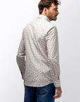 STATE OF ART OVERHEMD POPLIN ALLOVER PRINT MIDDENBLAUW/BEIGE