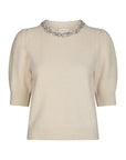 NEO NOIR TOP MAIA STONE KNIT PULLOVER IVORY