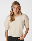 NEO NOIR TOP MAIA STONE KNIT PULLOVER IVORY