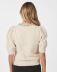NEO NOIR TOP MAIA STONE KNIT PULLOVER IVORY