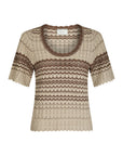 NEO NOIR TOP MEIKO STITCH KNIT T-SHIRT BROWN