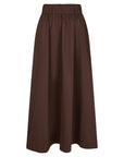 NEO NOIR ROK YARA LONG POPLIN SKIRT CHOCOLATE BROWN