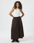 NEO NOIR ROK YARA LONG POPLIN SKIRT CHOCOLATE BROWN