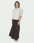 NEO NOIR ROK YARA LONG POPLIN SKIRT CHOCOLATE BROWN