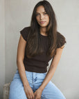 NEO NOIR T-SHIRT TIRRA KNIT TEE BROWN
