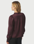 NEO NOIR BLOUSE ROSSLYN HEAVY SATEEN TOP BURGUNDY