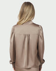 NEO NOIR BLOUSE ROSSLYN HEAVY SATEEN DARK TAUPE
