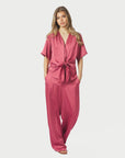 NEO NOIR PANTS EMMETT HEAVY SATEEN CHERRY PINK