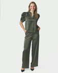 NEO NOIR PANTS EMMETT HEAVY SATEEN DEEP GREEN