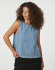 NEO NOIR TOP SVETLANA D TOP DENIM LIGHT BLUE