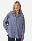 NEO NOIR BLOUSE DALMA B STRIPE STONE SHIRT MIDNIGHT BLUE