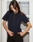 NEO NOIR TOP SOKO WAVE KNIT POLO TEE MIDNIGHT BLUE