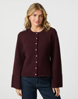 NEO NOIR VEST MIXIE KNIT CARDIGAN WINE