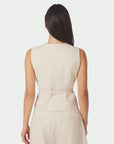 NEO NOIR GILET SAMARA RAMIE WAISTCOAT NATURAL