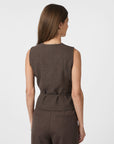NEO NOIR GILET SAMARA MELANGE WAISCOAT BROWN