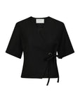 NEO NOIR TOP SIMMO EYELET BLOUSE BLACK