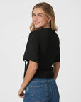 NEO NOIR TOP SIMMO EYELET BLOUSE BLACK
