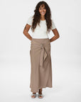 NEO NOIR ROK KIT DULL SATEEN SKIRT DARK TAUPE