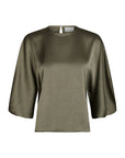 NEO NOIR BLOUSE LIORA HEAVY SATEEN COLD ARMY