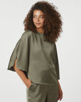NEO NOIR BLOUSE LIORA HEAVY SATEEN COLD ARMY